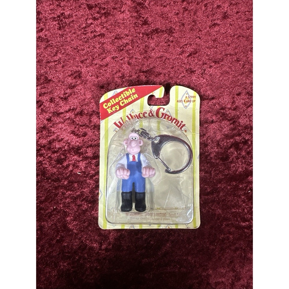 Vintage 1989 Wallace & Gromit Wallace Collectible Keychain Irwin Toy New Sealed